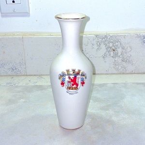 Hand Painted Vase Gold Rimmed Wuppertal German Porcelain Vintage Original Seal